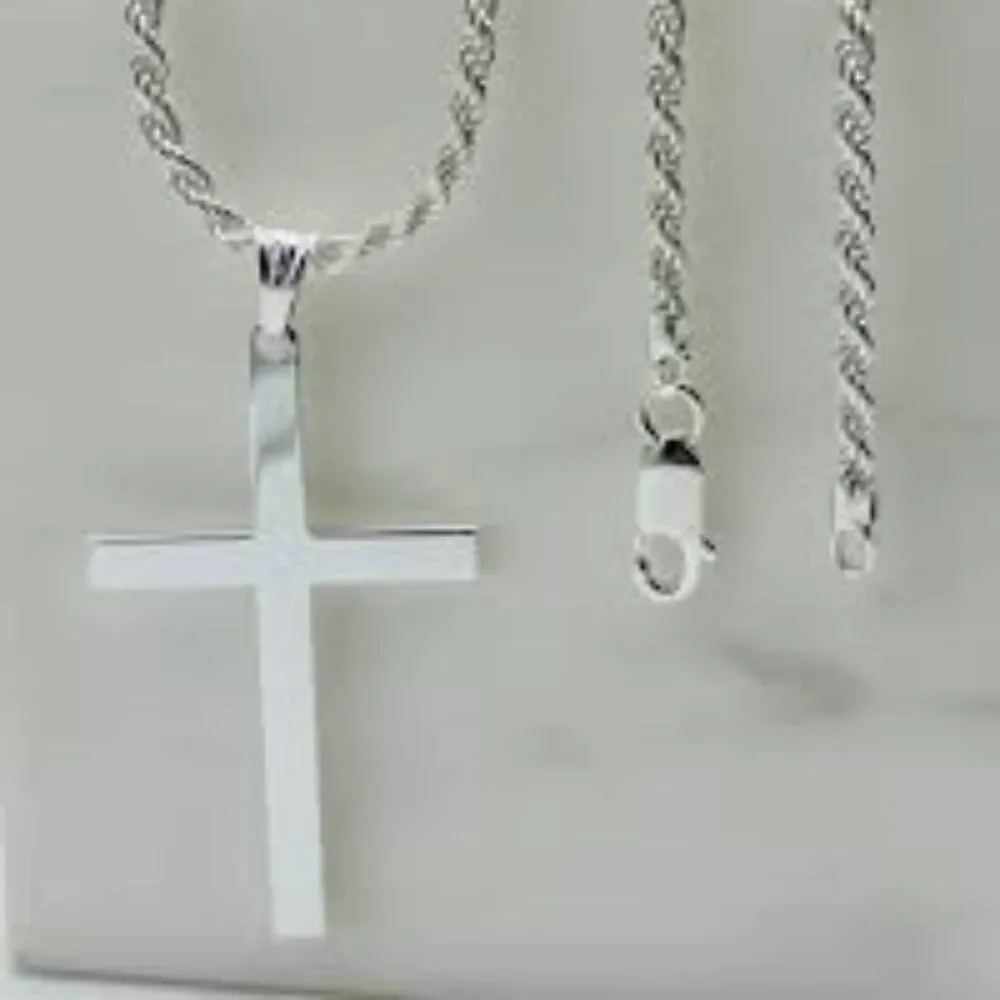 Cross Necklace with Chain: SILVER NWOT